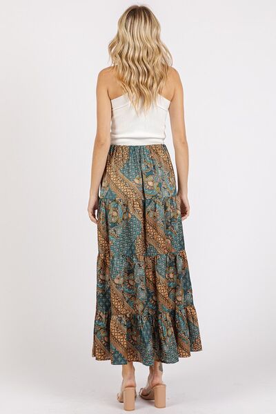 Mittoshop Paisley Patchwork Print Satin Maxi Skirt.