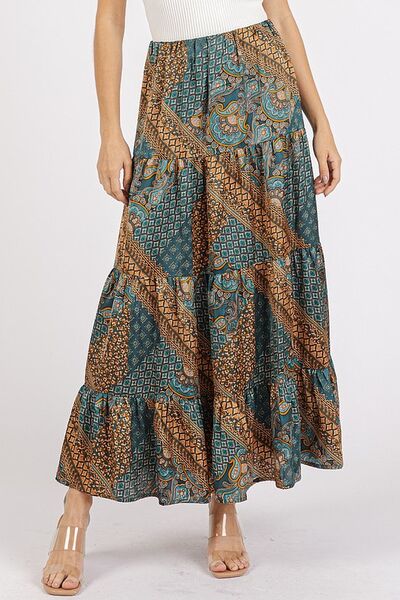 Mittoshop Paisley Patchwork Print Satin Maxi Skirt.