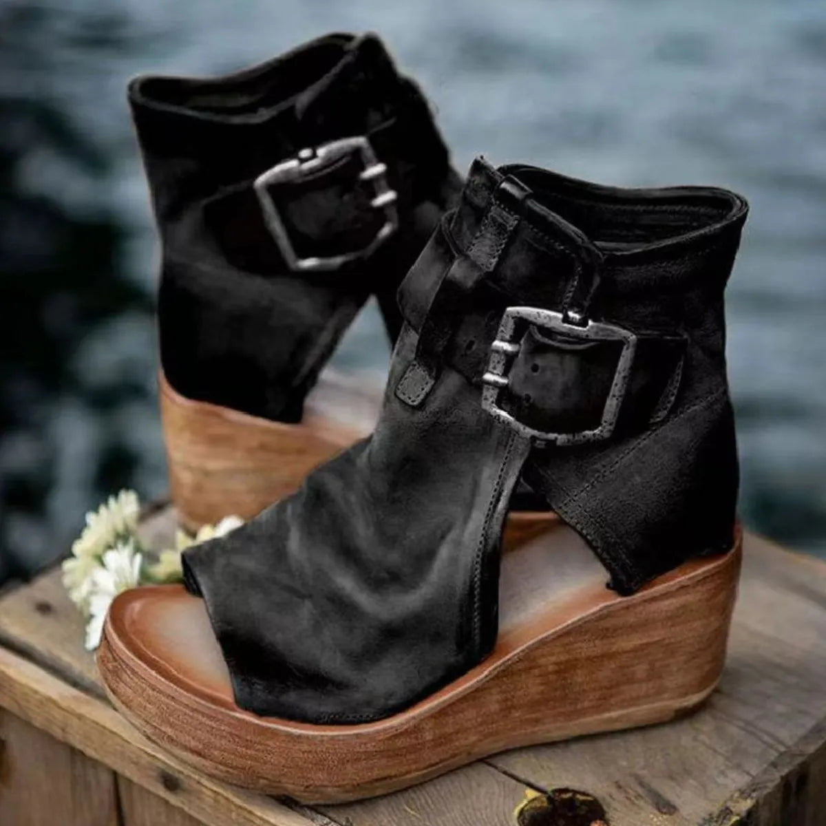Peep Toe Wedge Sandals