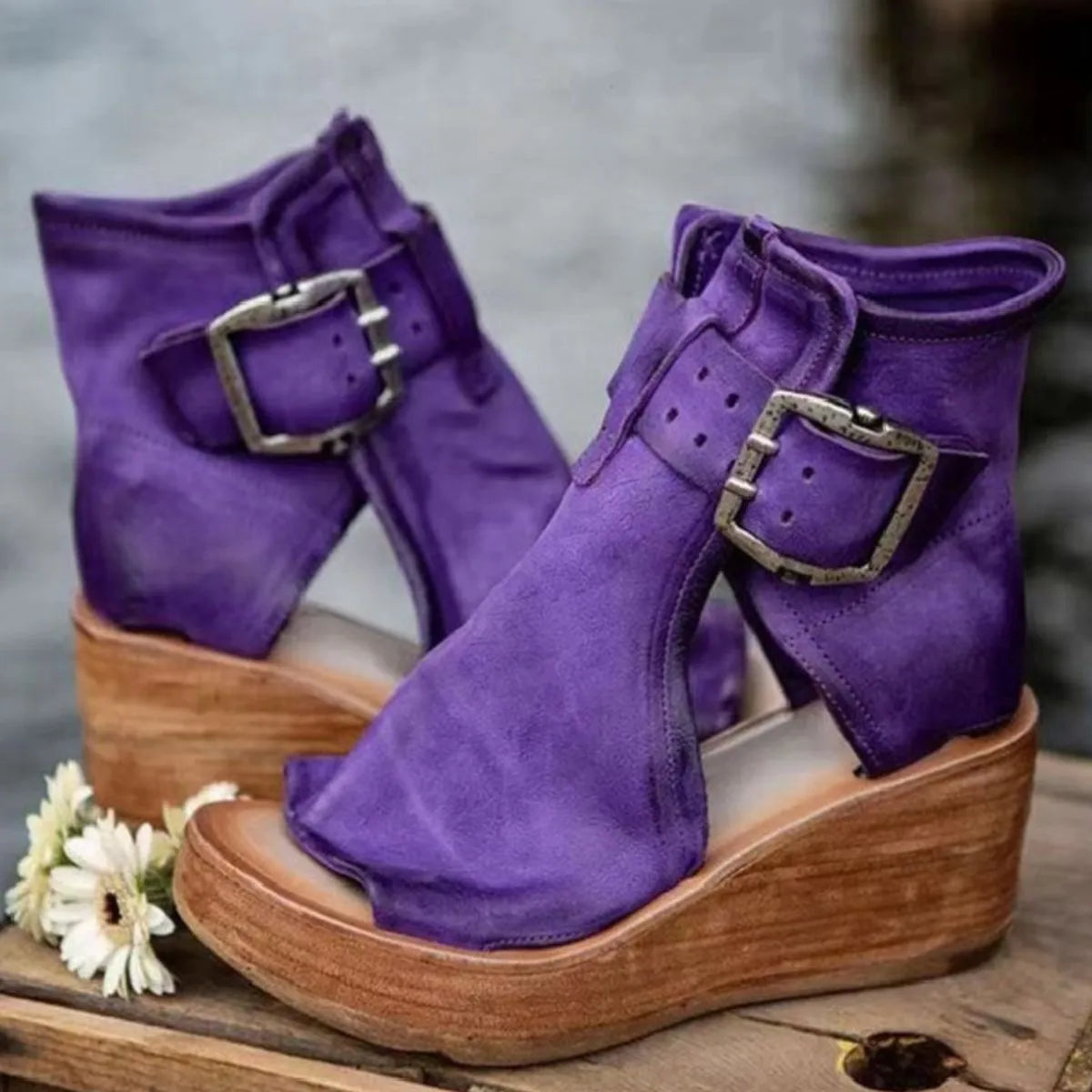 Peep Toe Wedge Sandals