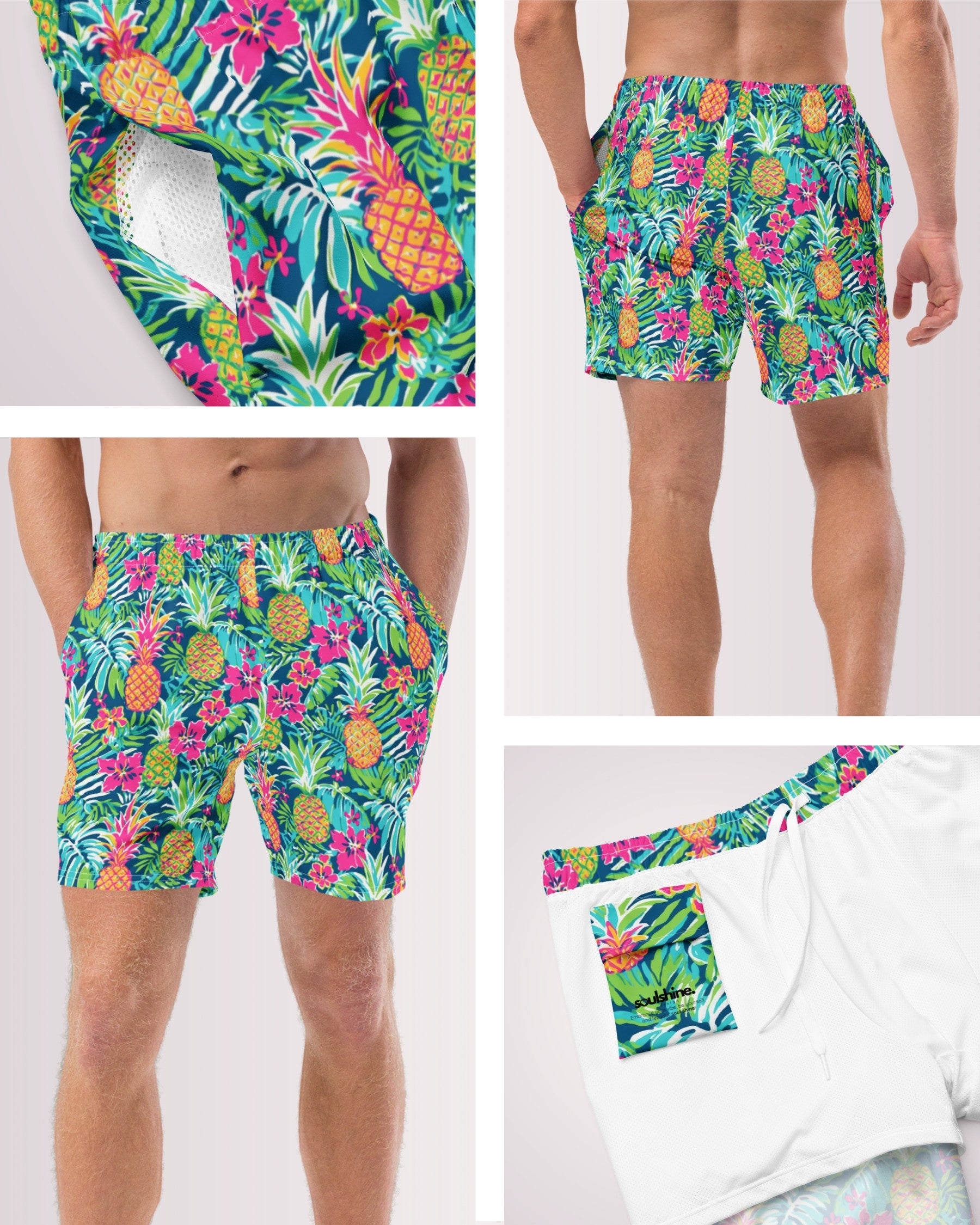 Mens Swim Trunks - Pineapples VI