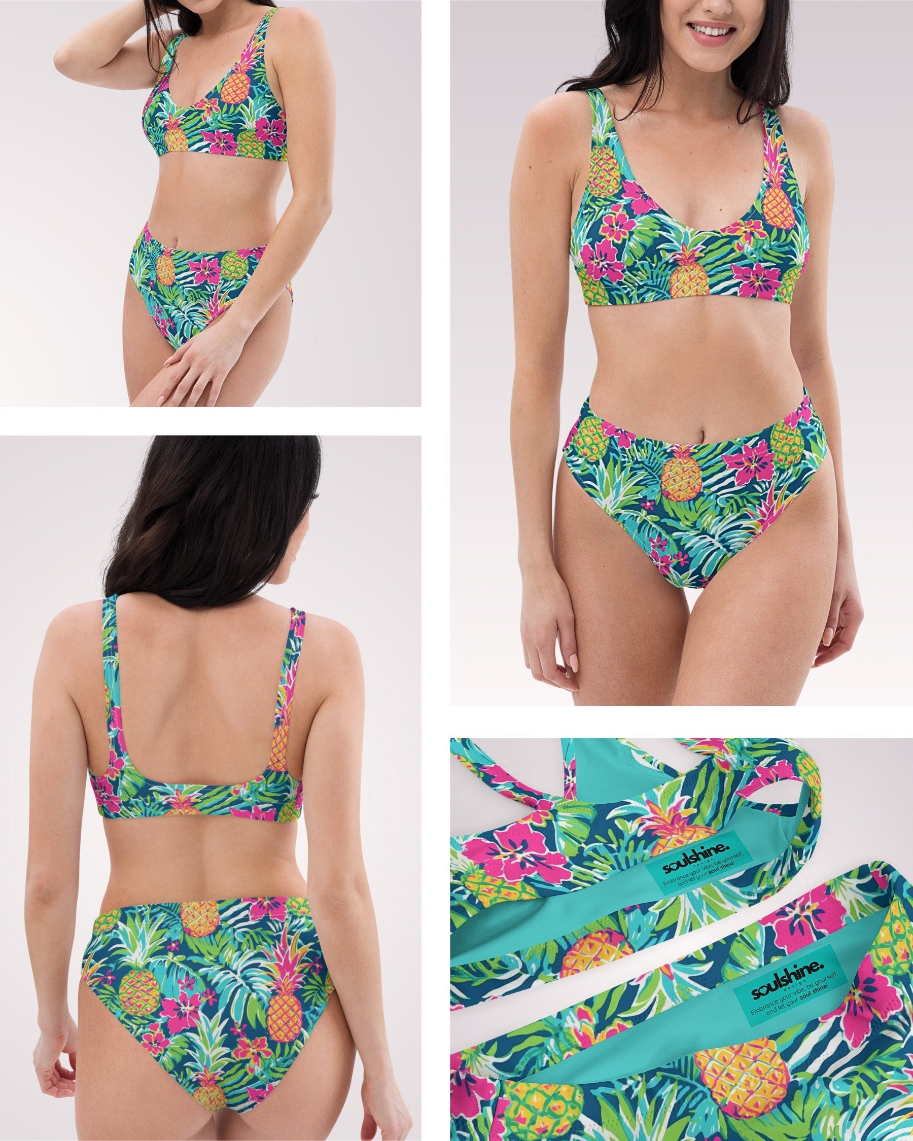 High Waist Bikini - Pineapples VI