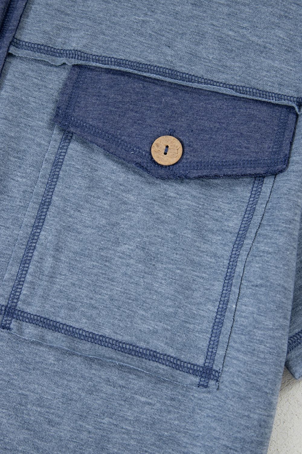 Placket Chest Pockets Short Sleeve Wide Leg Jumpsuit with Buttons.