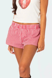 High waist cuff denim shorts with drawstring and pockets.
