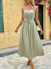 Pleated Adjustable Strap Cami Dress.