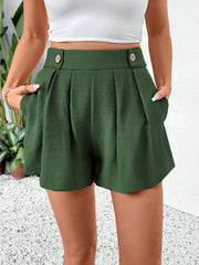 Pleated Detail Shorts with Pockets