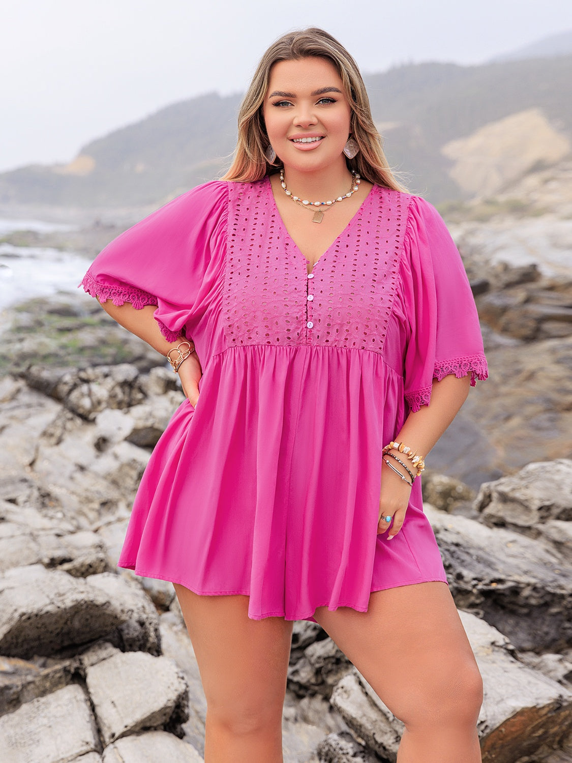 Sleeveless Romper with Pockets.