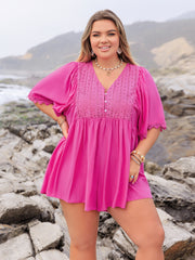 Sleeveless Romper with Pockets.