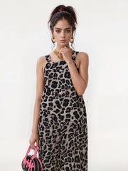 Plus Size Leopard Print Wide Leg Casual Overalls