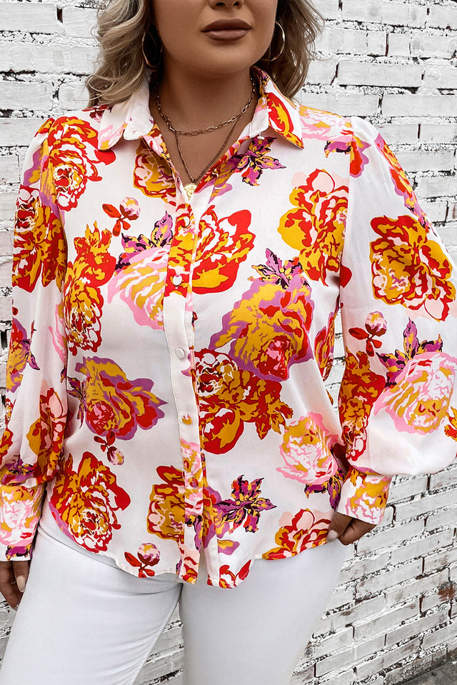 Plus Size Printed Long Sleeve Shirt.