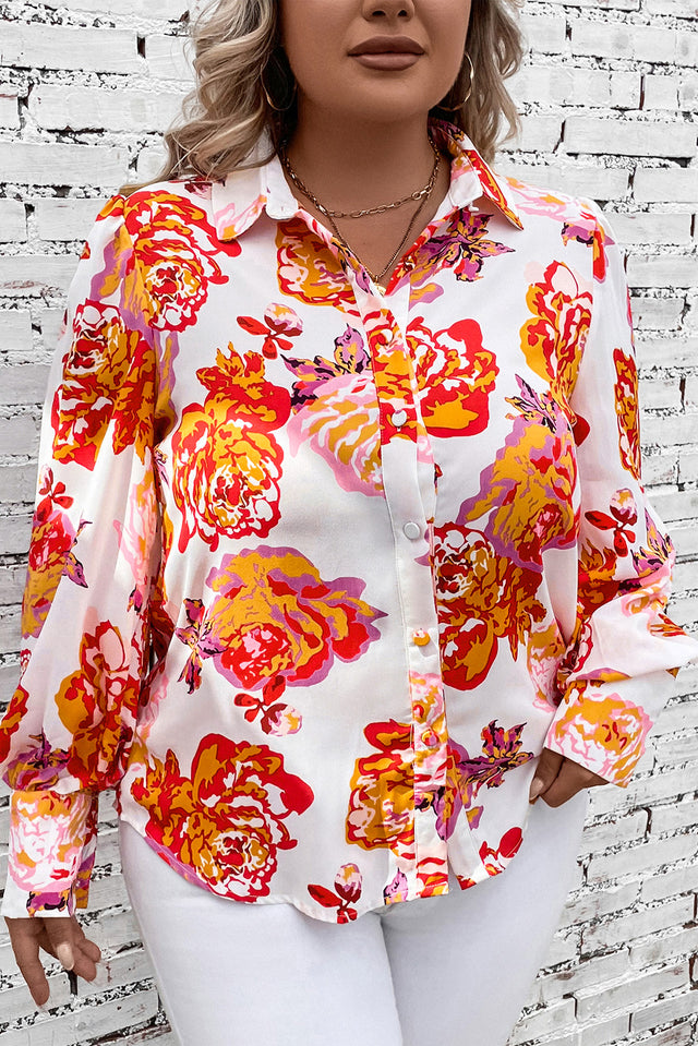 Plus Size Printed Long Sleeve Shirt.