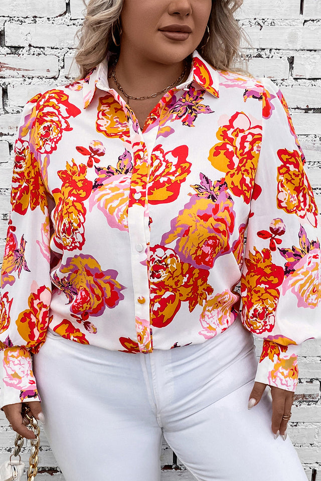 Plus Size Printed Long Sleeve Shirt.