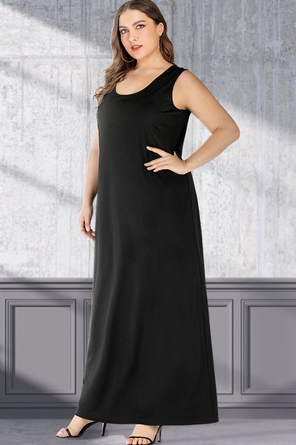 Plus Size Scoop Neck Maxi Tank Dress.