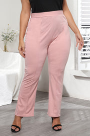 Plus size seamed detail plain pants, opaque.