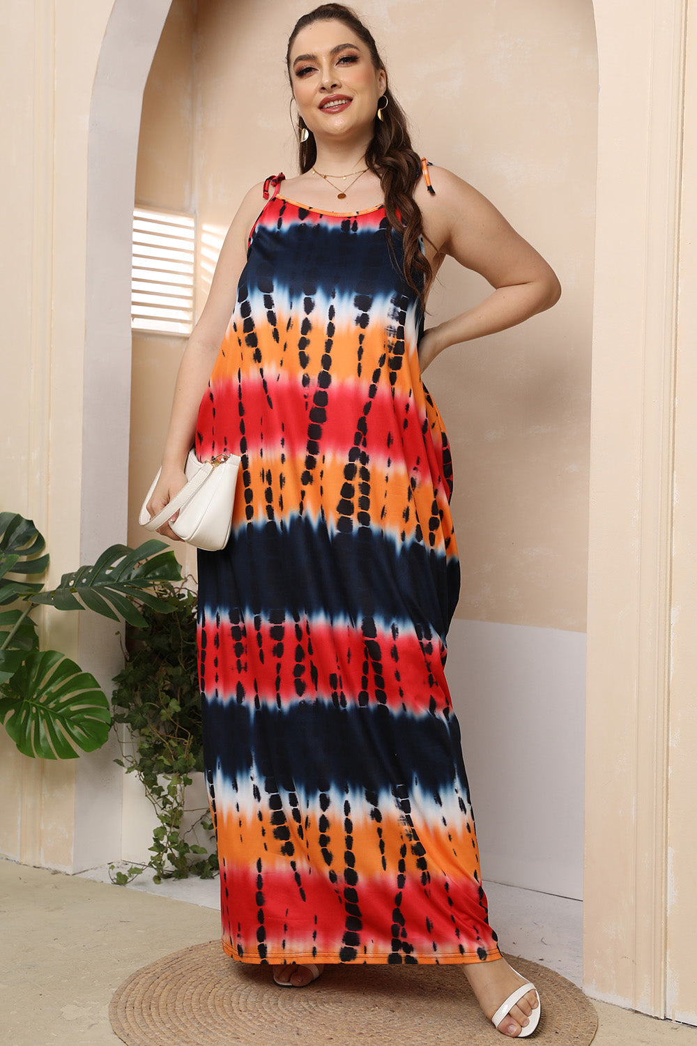 Plus Size Tie-Shoulder Maxi Dress.