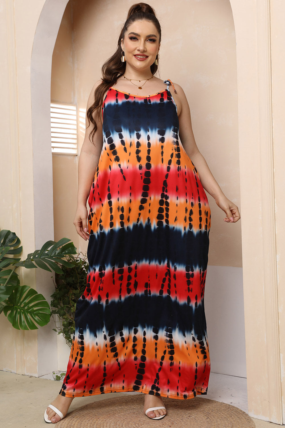 Plus Size Tie-Shoulder Maxi Dress.