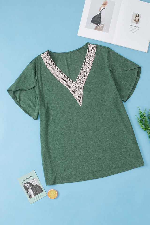 Plus Size V-Neck Petal Sleeve Blouse.