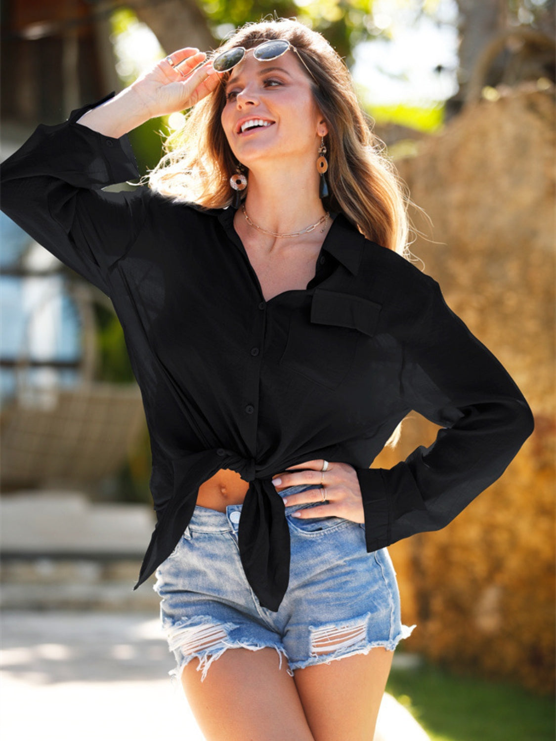 Pocketed Dropped Shoulder Cover Up.