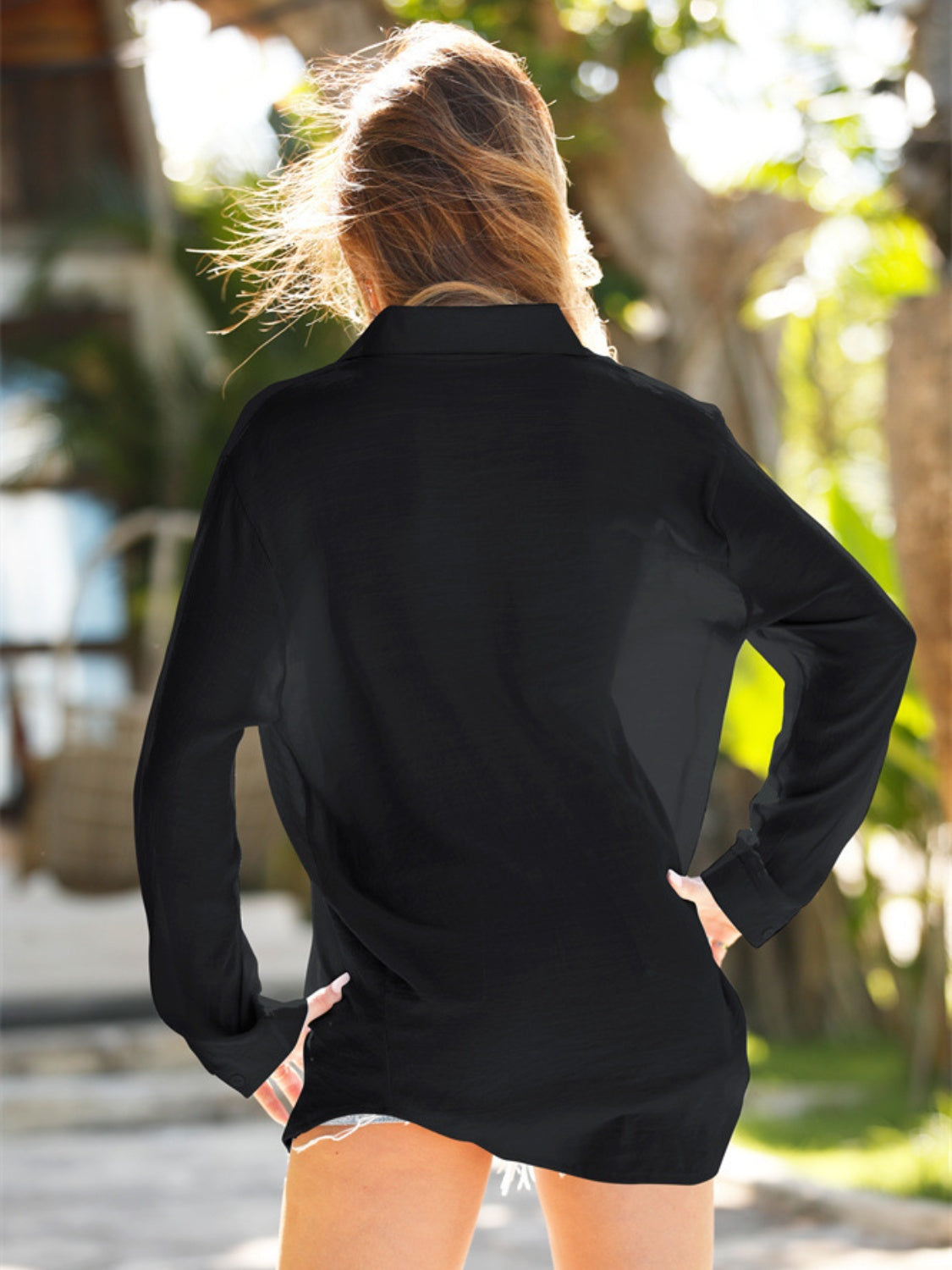 Pocketed Dropped Shoulder Cover Up.