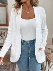 Pocketed eyelet open front cover up.