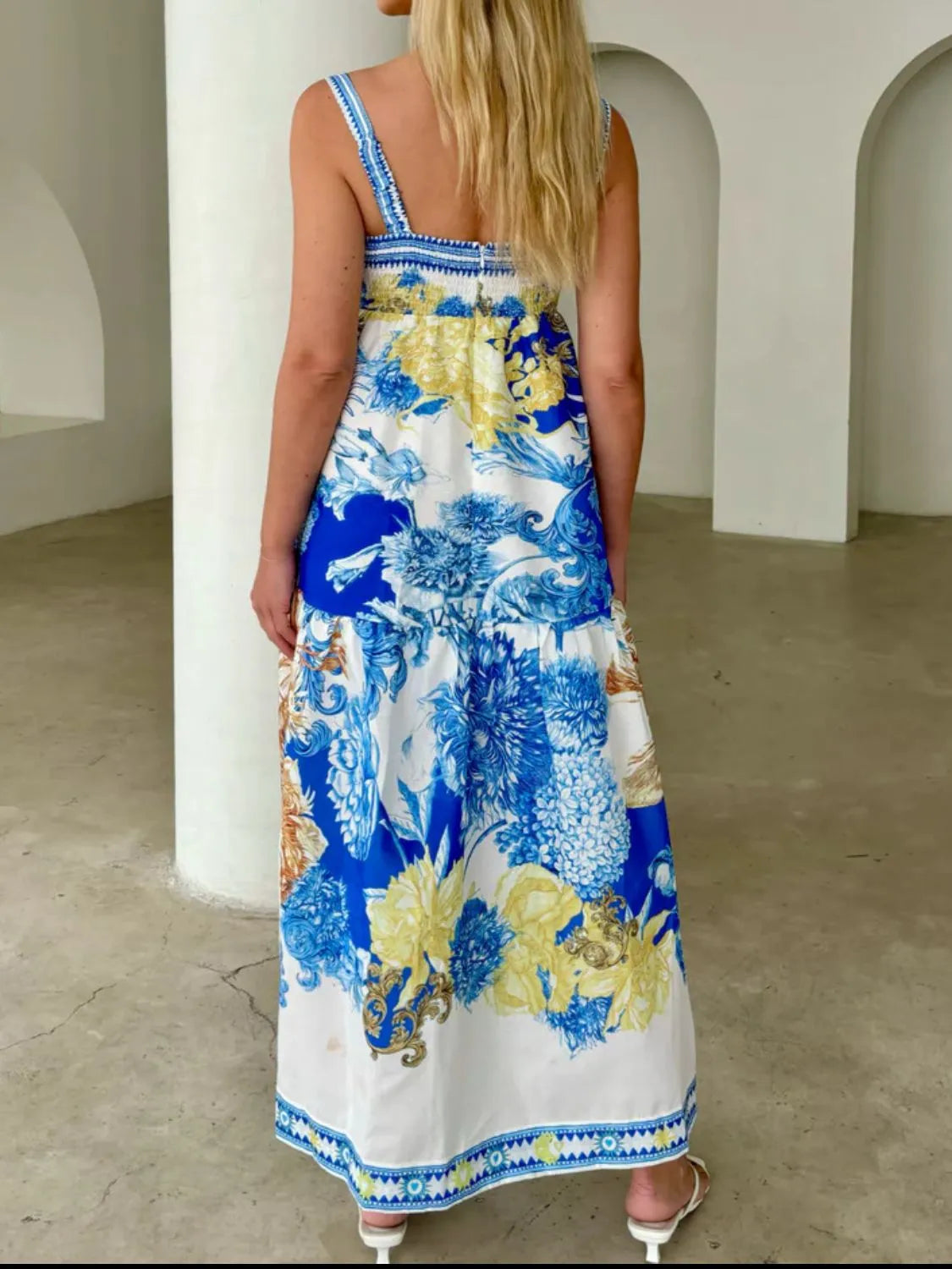Pocketed Printed Sleeveless Cami Dress.
