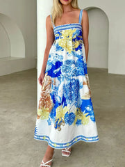 Pocketed Printed Sleeveless Cami Dress.