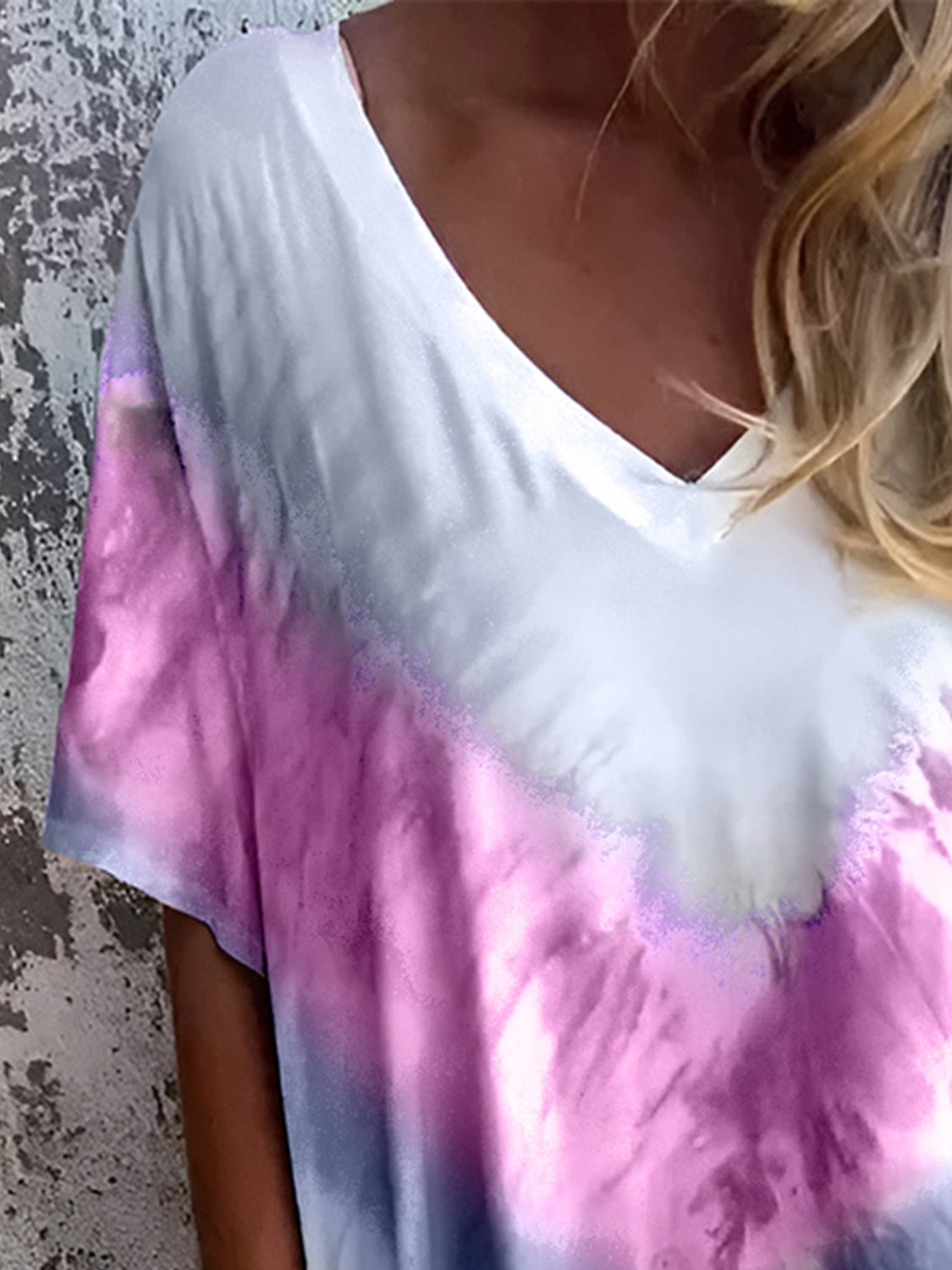 Pocketed Tie-Dye Short Sleeve Dress.