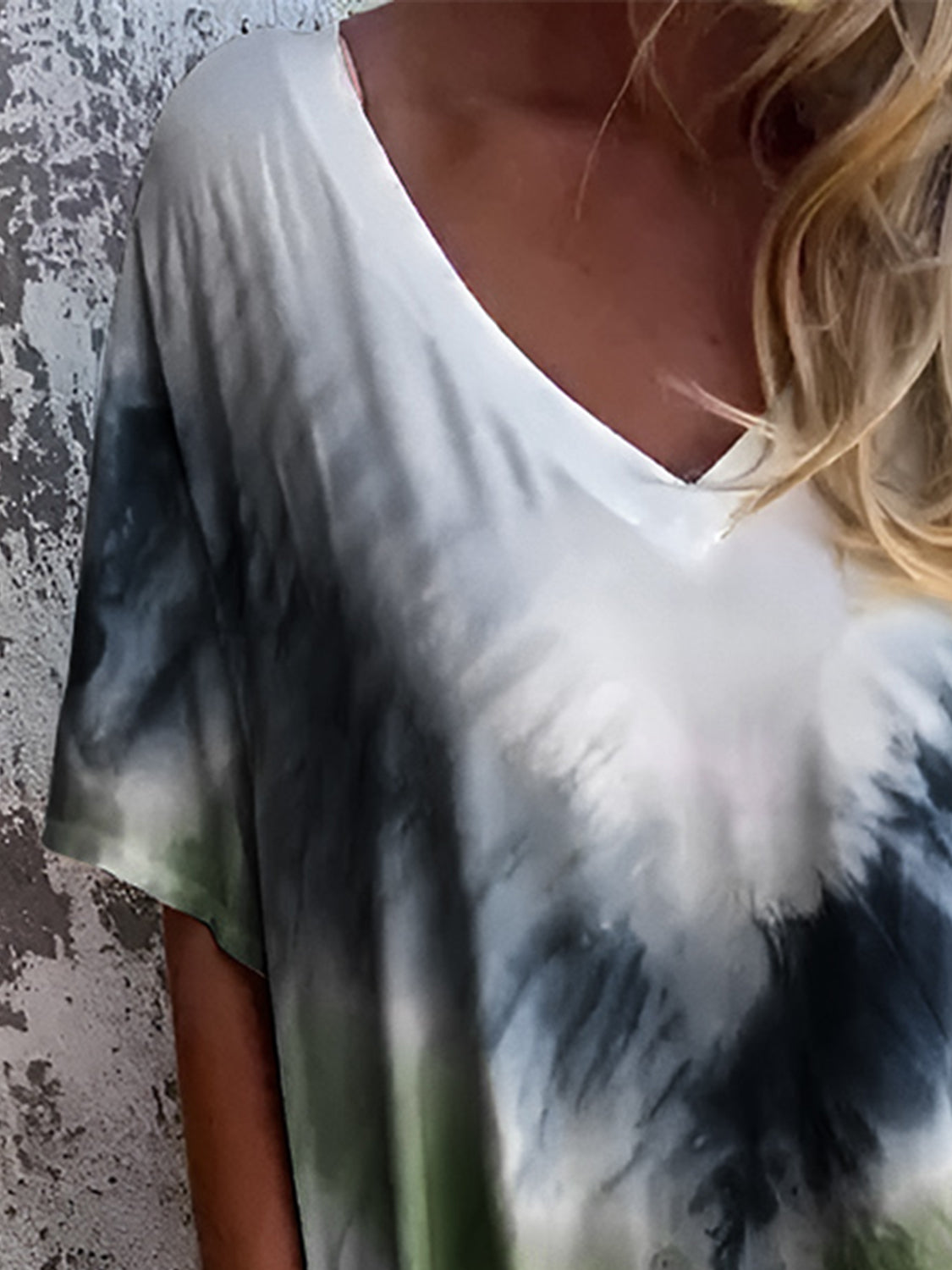 Pocketed Tie-Dye Short Sleeve Dress.