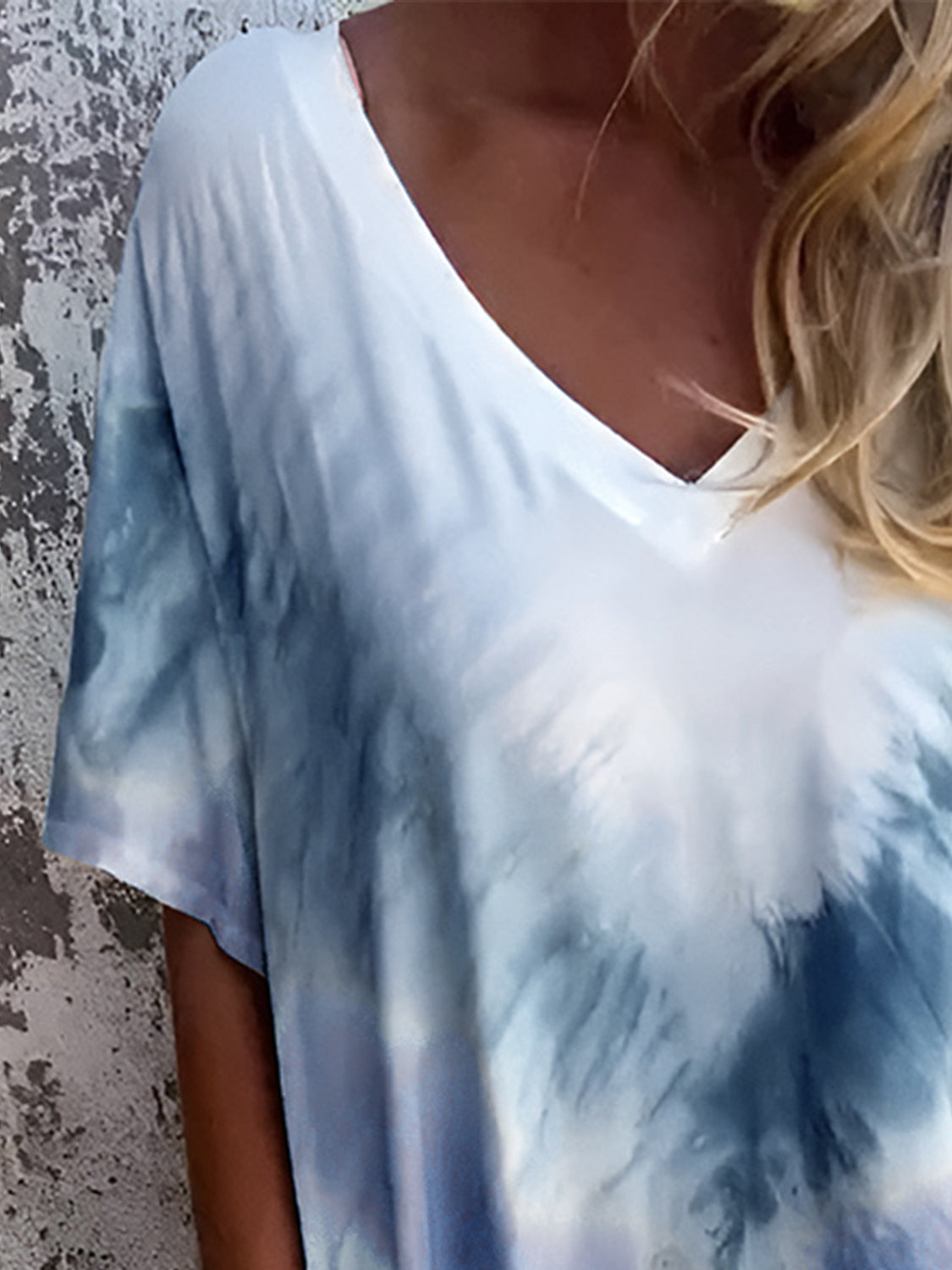 Pocketed Tie-Dye Short Sleeve Dress.