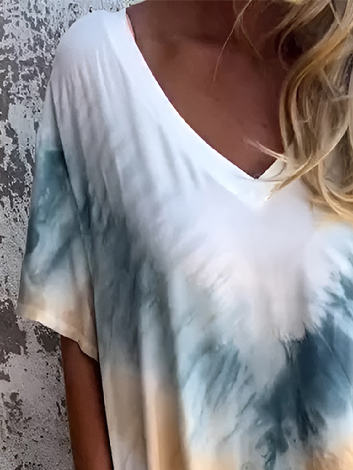 Pocketed Tie-Dye Short Sleeve Dress.
