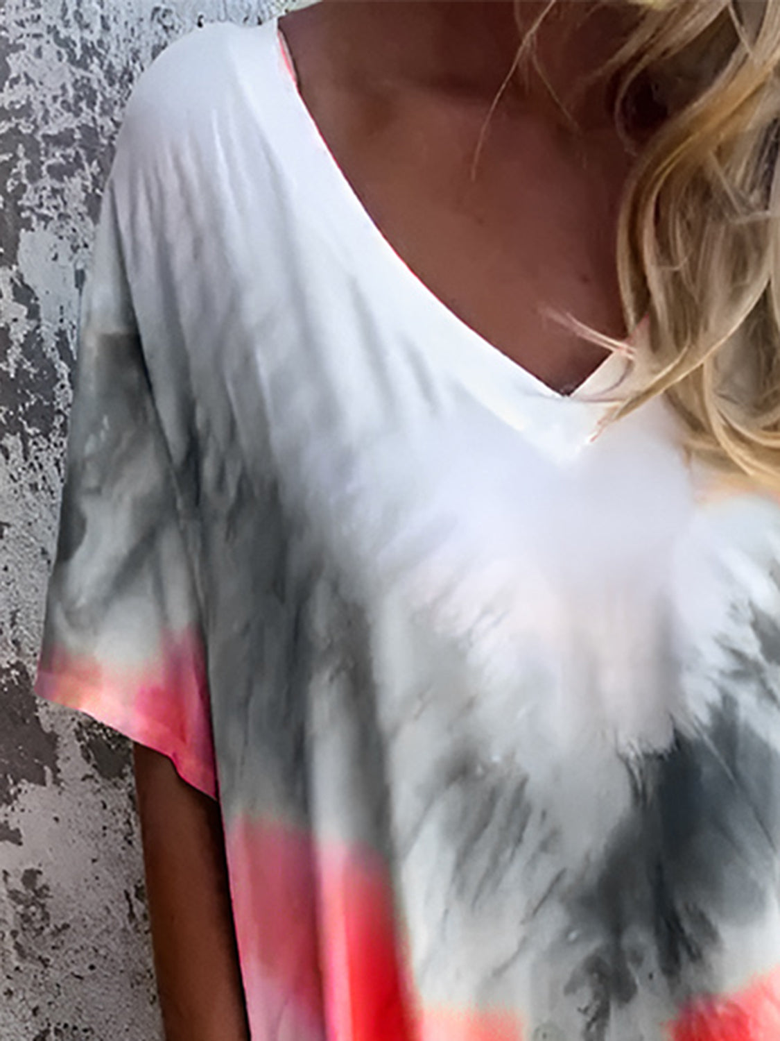 Pocketed Tie-Dye Short Sleeve Dress.
