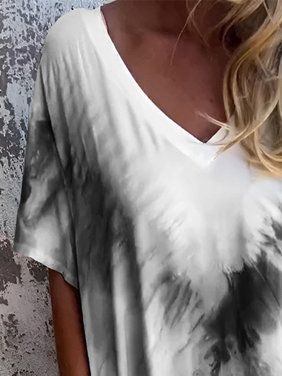 Pocketed Tie-Dye Short Sleeve Dress.