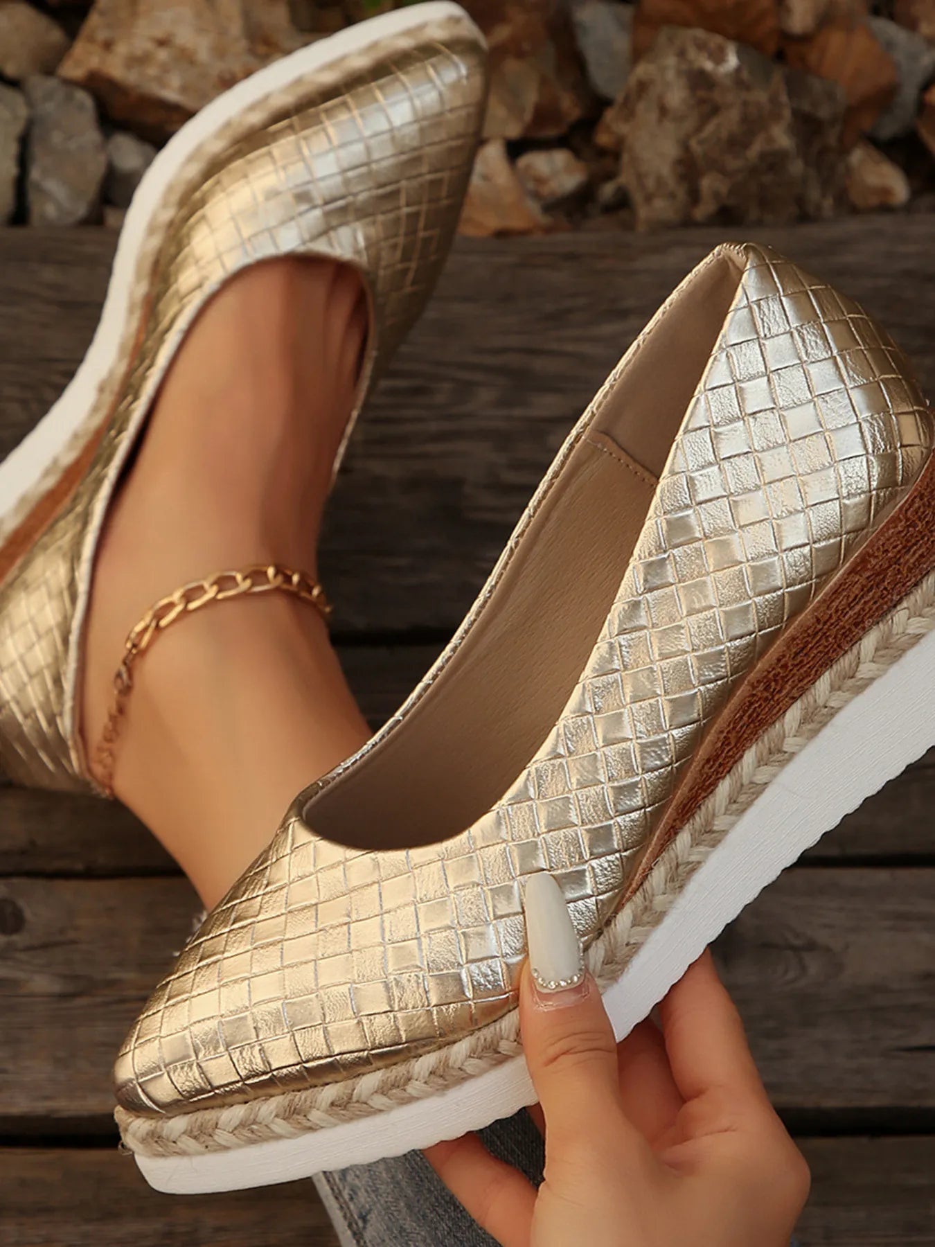 Point Toe Wedge Loafers