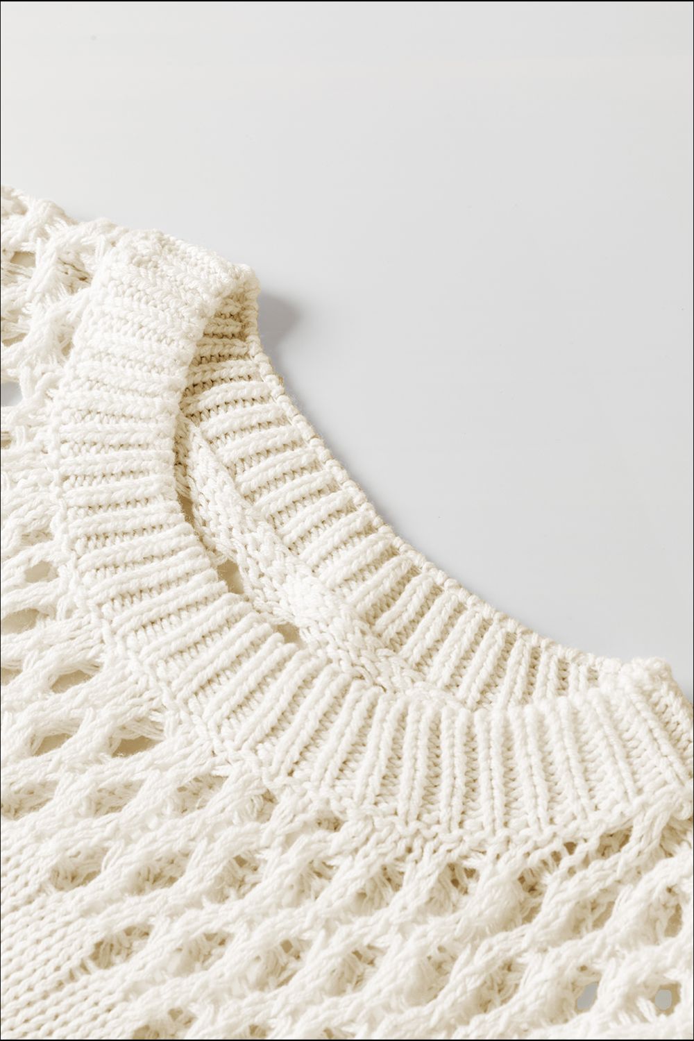 Pointelle Knit Puff Sleeve Sweater with Openwork.