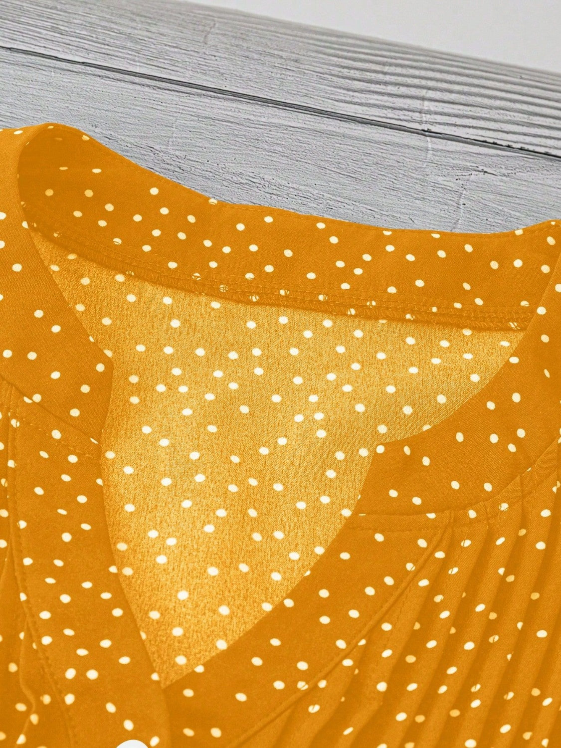 Polka Dot Notched Ruffled Cap Sleeve Blouse with Ruffled and Ruched.