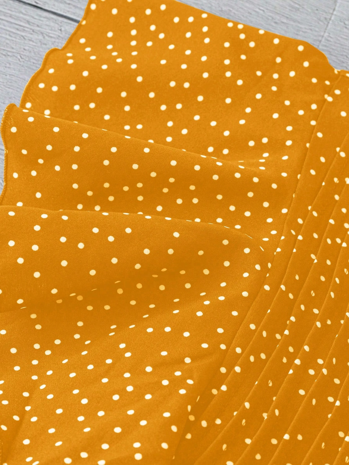 Polka Dot Notched Ruffled Cap Sleeve Blouse with Ruffled and Ruched.