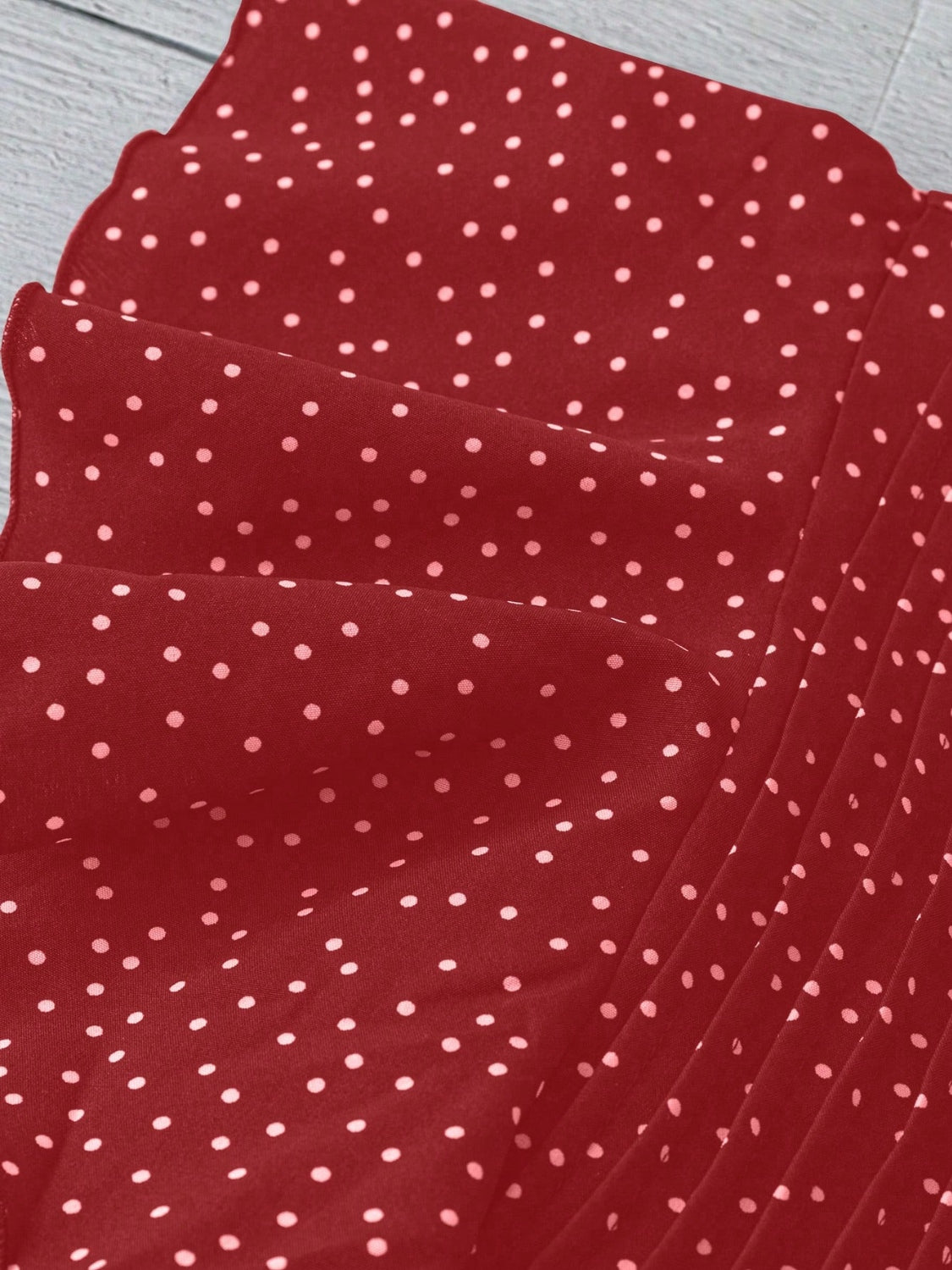 Polka Dot Notched Ruffled Cap Sleeve Blouse with Ruffled and Ruched.