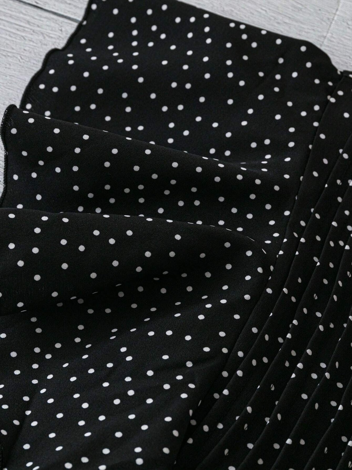 Polka Dot Notched Ruffled Cap Sleeve Blouse with Ruffled and Ruched.
