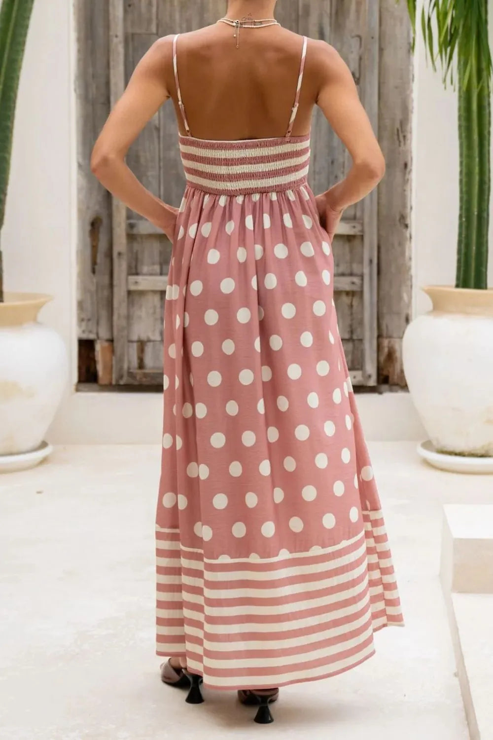 Polka Dot Square Neck Cami Dress.