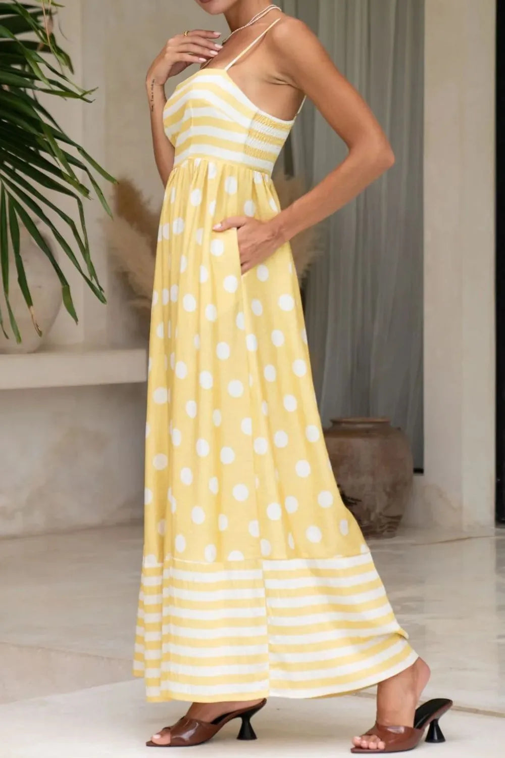 Polka Dot Square Neck Cami Dress.