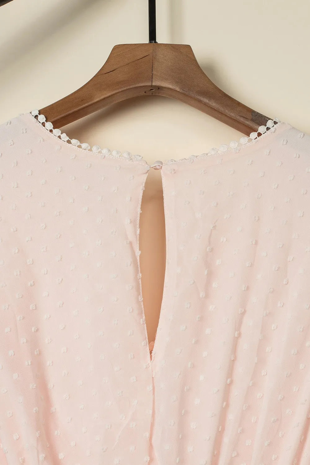Polka Dot V-Neck Ruffle Midi Dress.