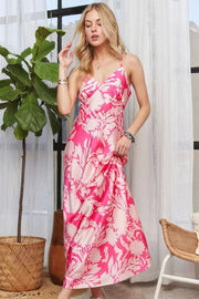 Printed Backless Sleeveless Maxi Dress - Basic.