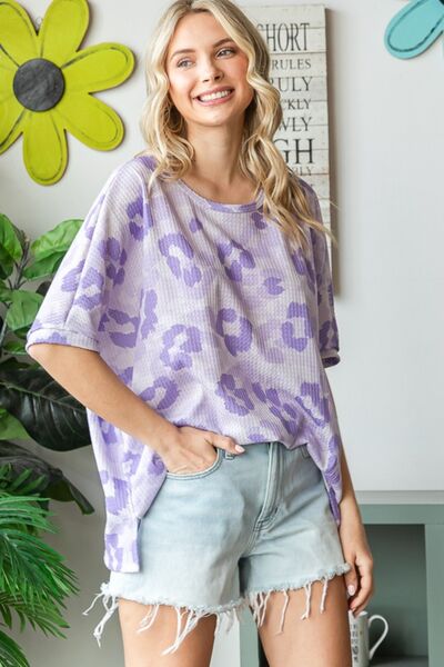 Print Waffle Oversized T-Shirt