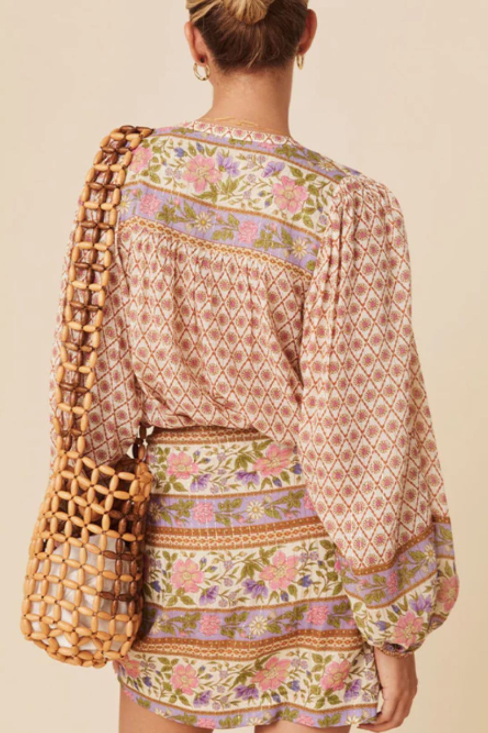 Printed Button Down Long Sleeve Shirt with Buttoned.