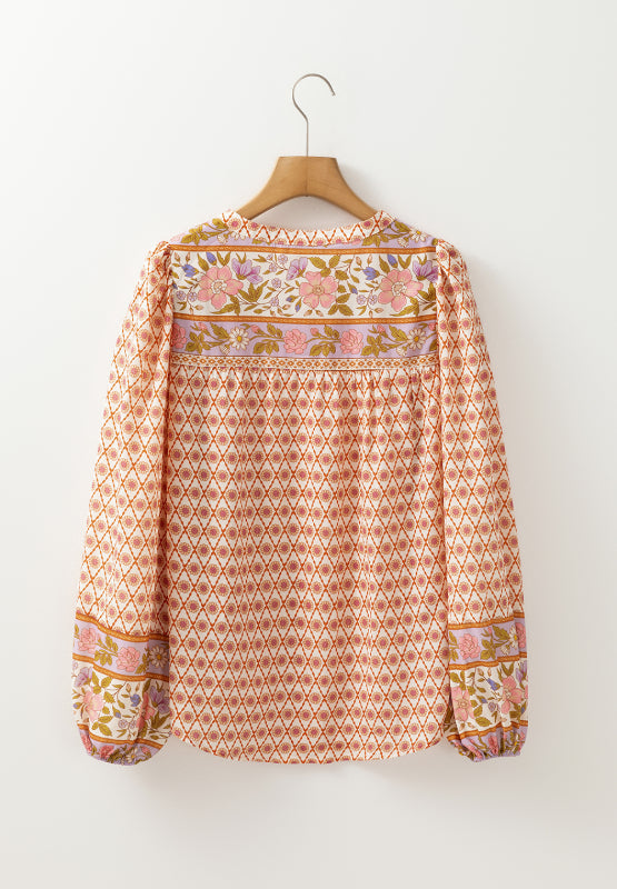 Printed Button Down Long Sleeve Shirt with Buttoned.