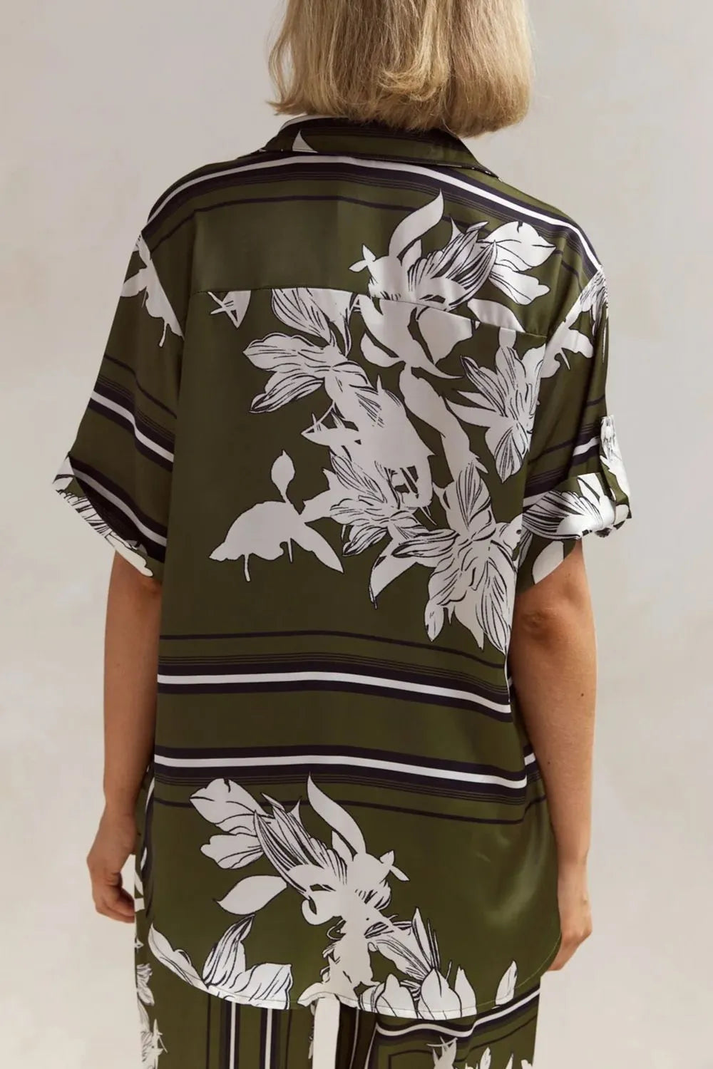 Printed Button Up Shirt and Pants Set.