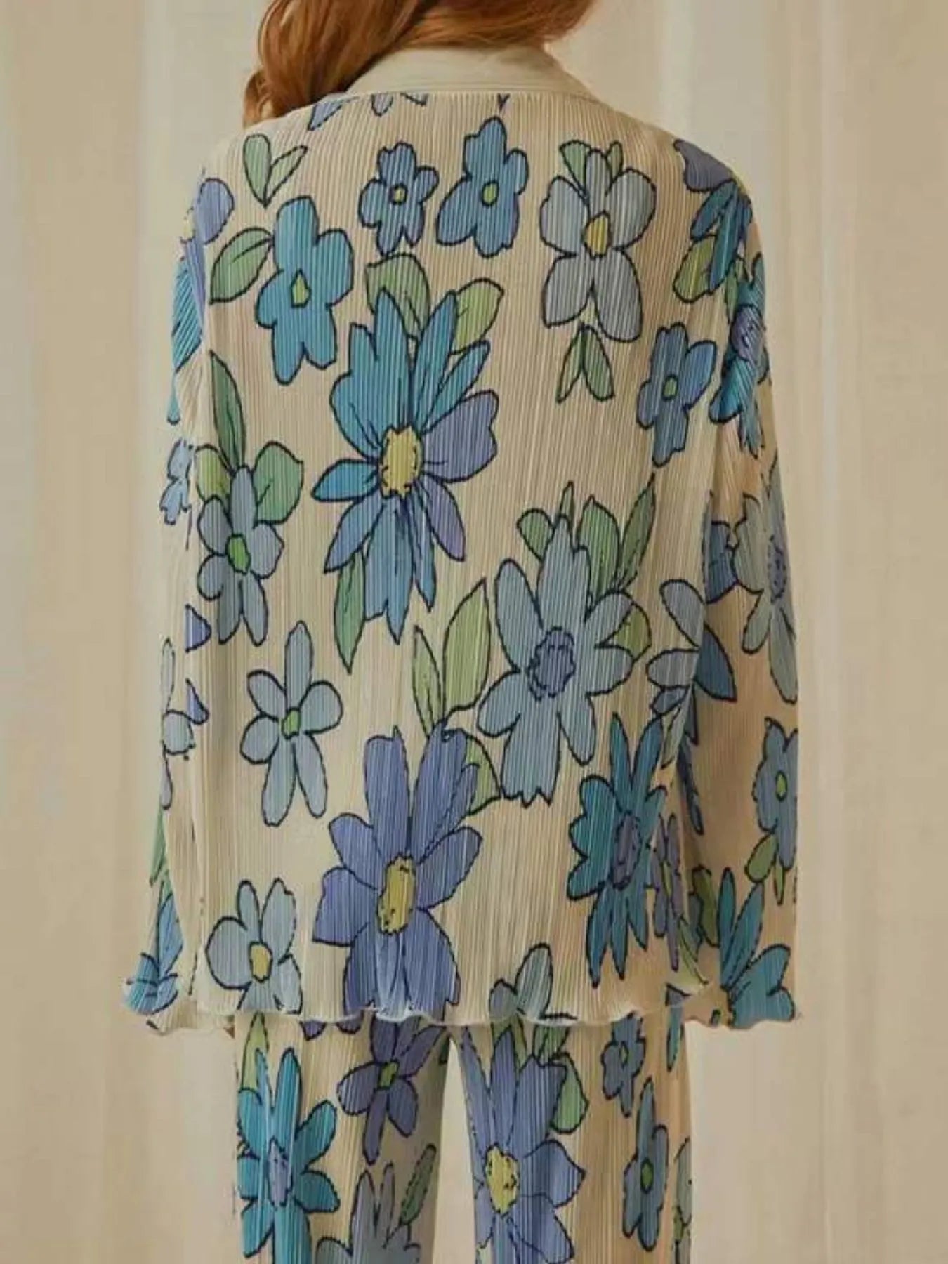 Printed Button Up Shirt and Pants Set.