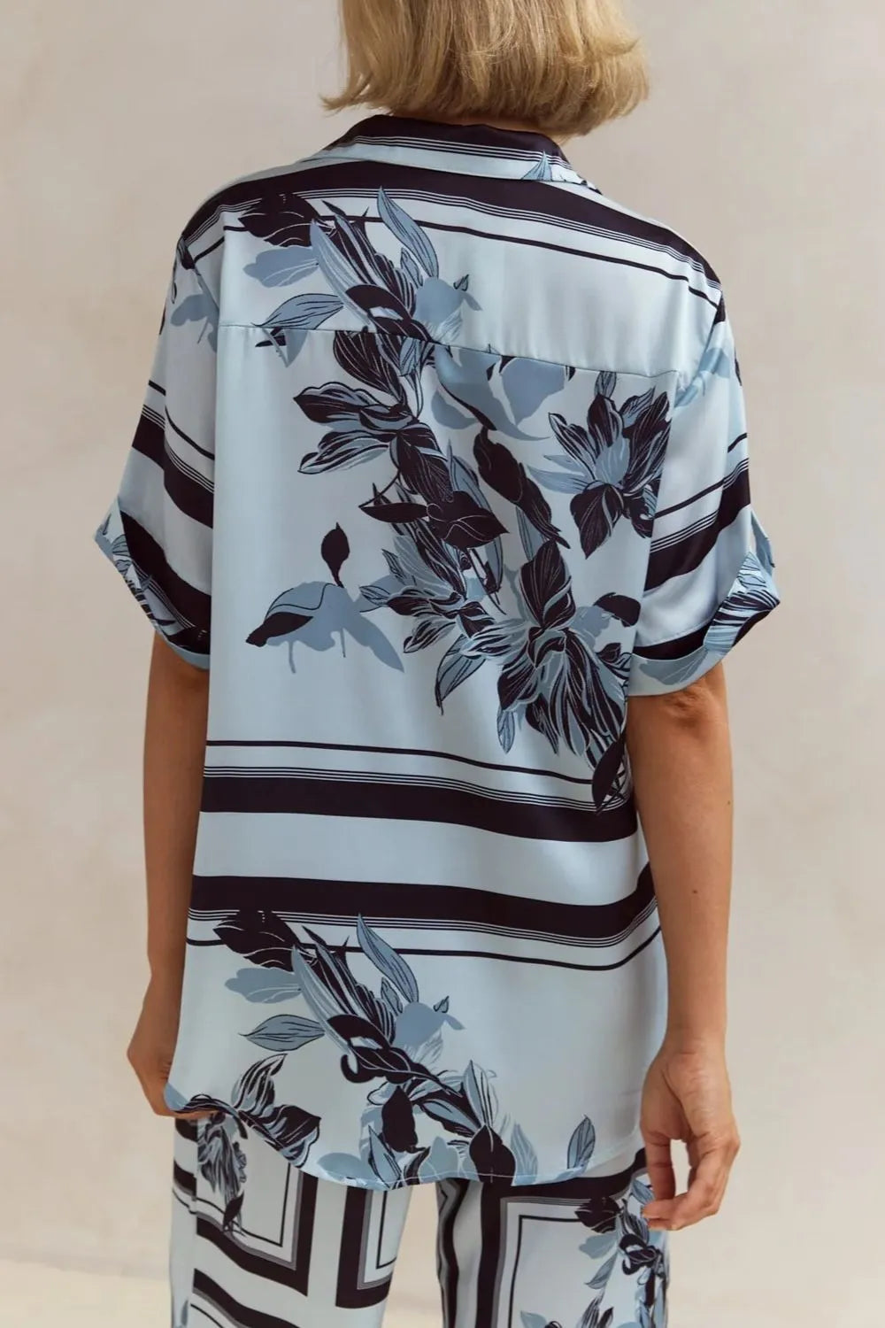 Printed Button Up Shirt and Pants Set.