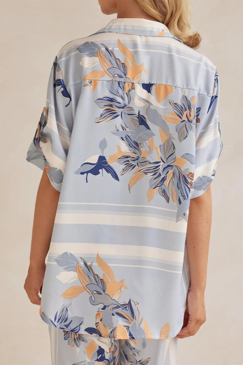 Printed Button Up Shirt and Pants Set.