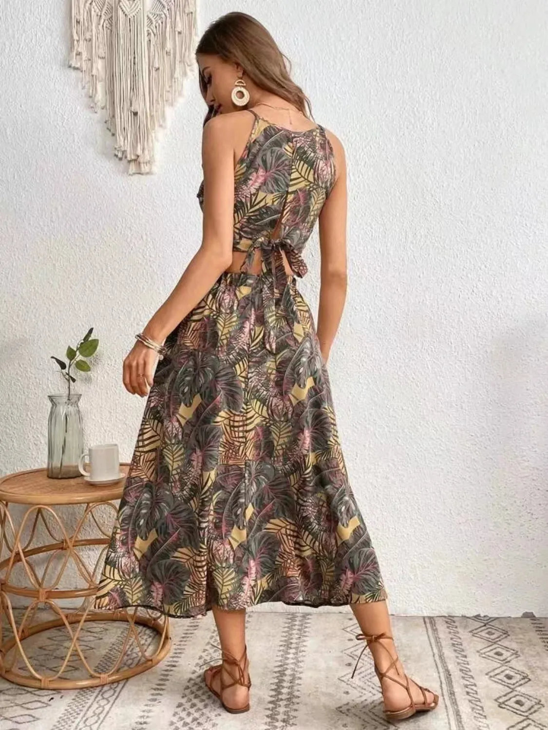 Printed Cami and Slit Skirt Set.